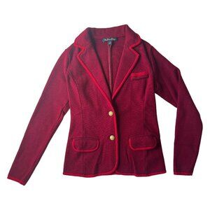 Brooks Brothers Women Burgundy Merino Wool Milano-Knit Rowing Blazer | Size XS